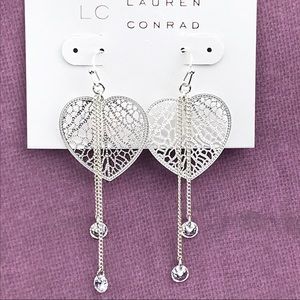 LC Lauren Conrad Heart Filigree Drop Earrings